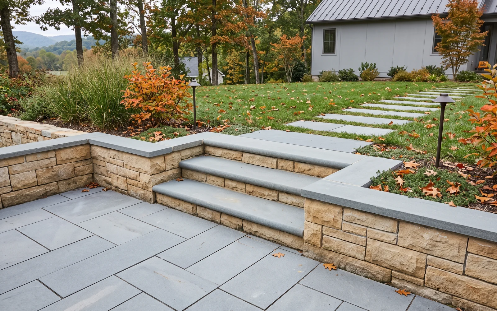 Generated Christiansburg hardscape planning concept showing a distinct hardscape material and transition detail